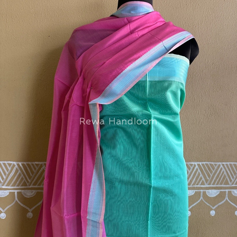 Maheshwari Sea Green-Pink Multicolour Dress Material RTP013
