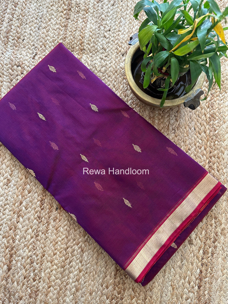 Purple Chanderi Butta Katan Silk Saree CBSS04 Rewa Handloom