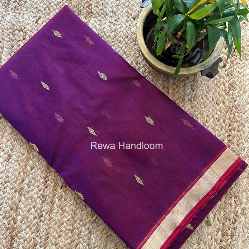 Purple Chanderi Butta Katan Silk Saree CBSS04 Rewa Handloom