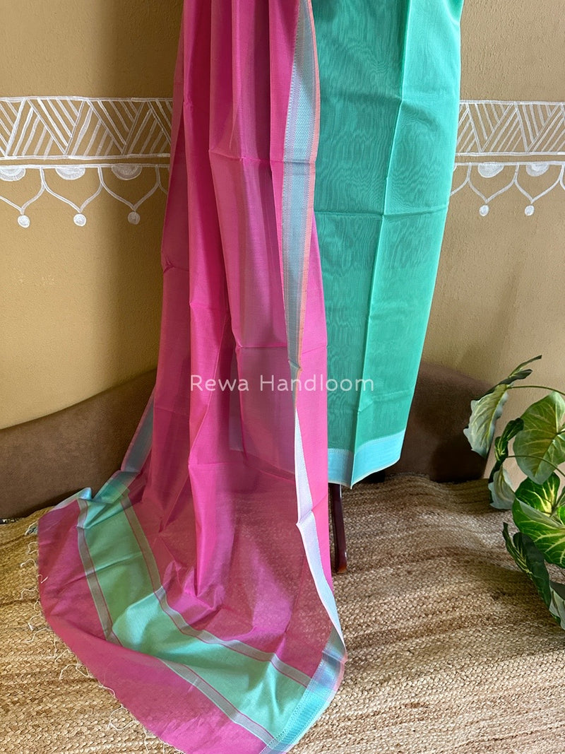 Maheshwari Sea Green-Pink Multicolour Dress Material RTP013