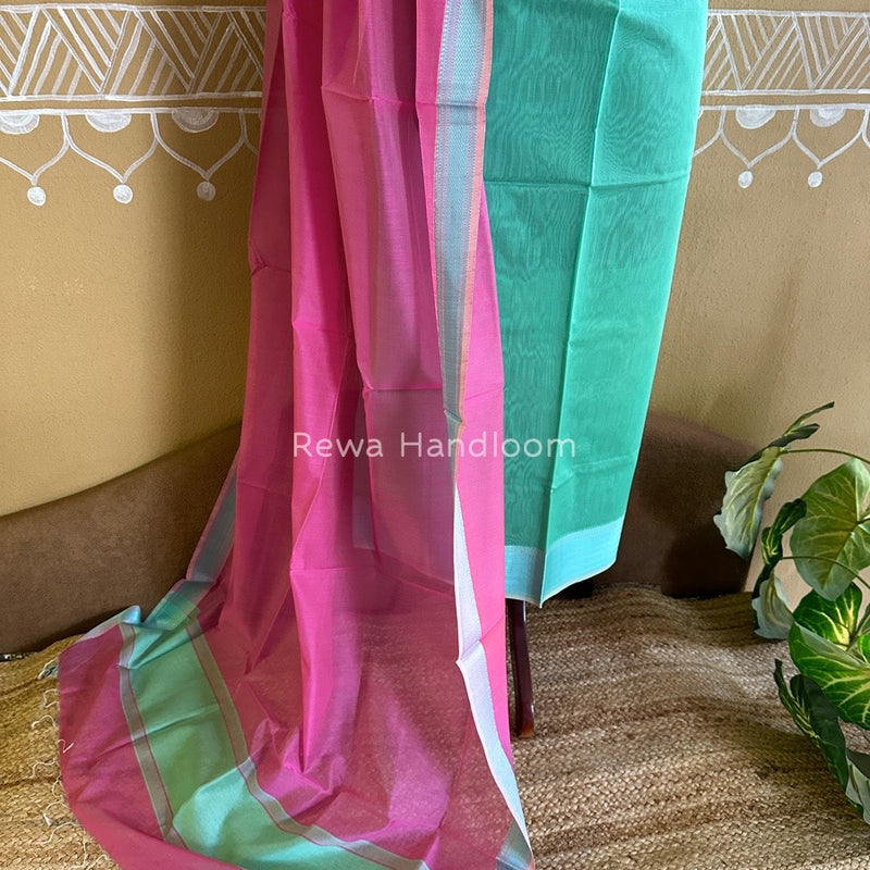 Maheshwari Sea Green-Pink Multicolour Dress Material RTP013