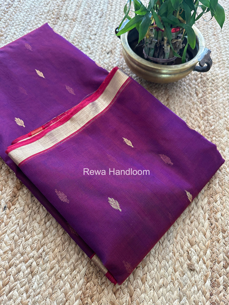 Purple Chanderi Butta Katan Silk Saree CBSS04 Rewa Handloom