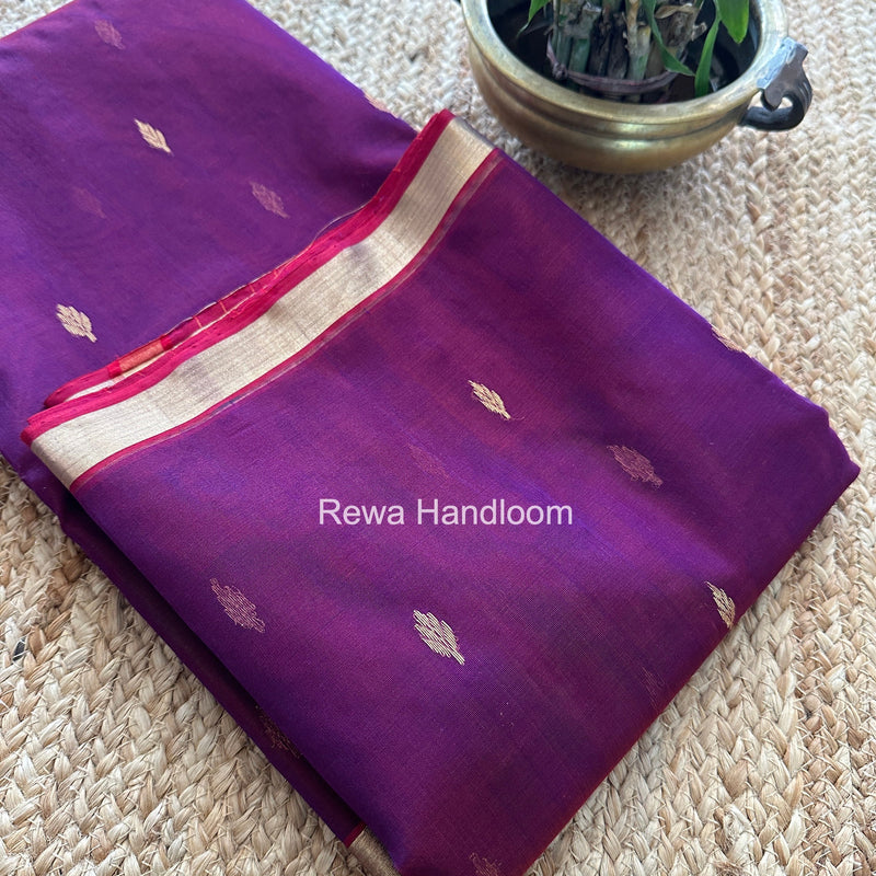 Purple Chanderi Butta Katan Silk Saree CBSS04 Rewa Handloom