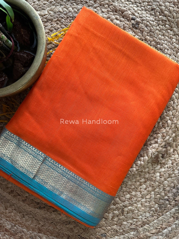 Maheshwari Orange Gichha Pallu Saree GP048