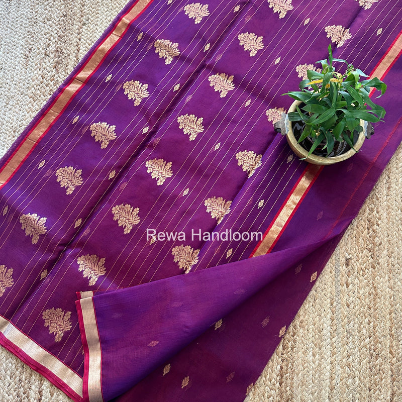 Purple Chanderi Butta Katan Silk Saree CBSS04 Rewa Handloom