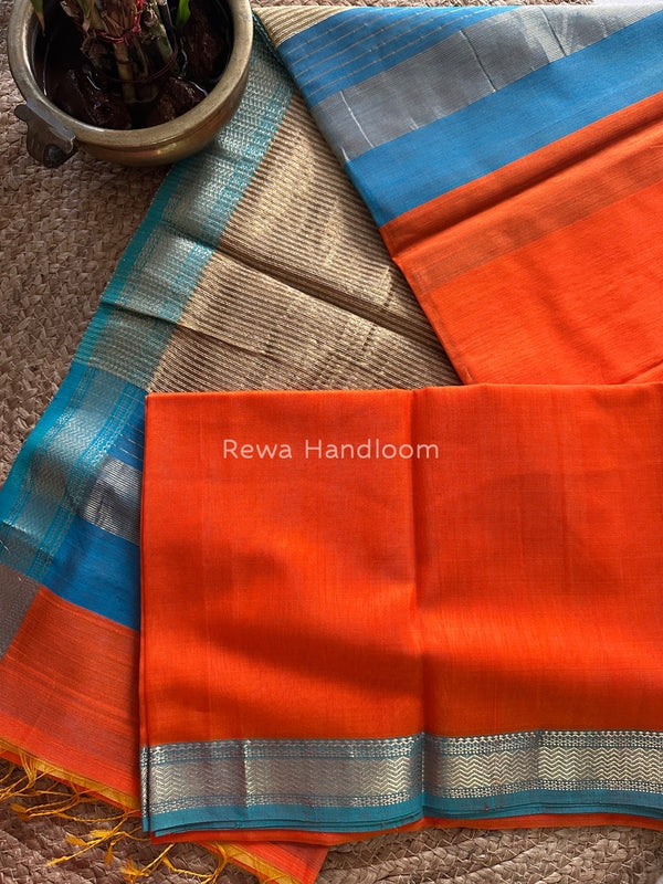 Maheshwari Orange Gichha Pallu Saree GP048