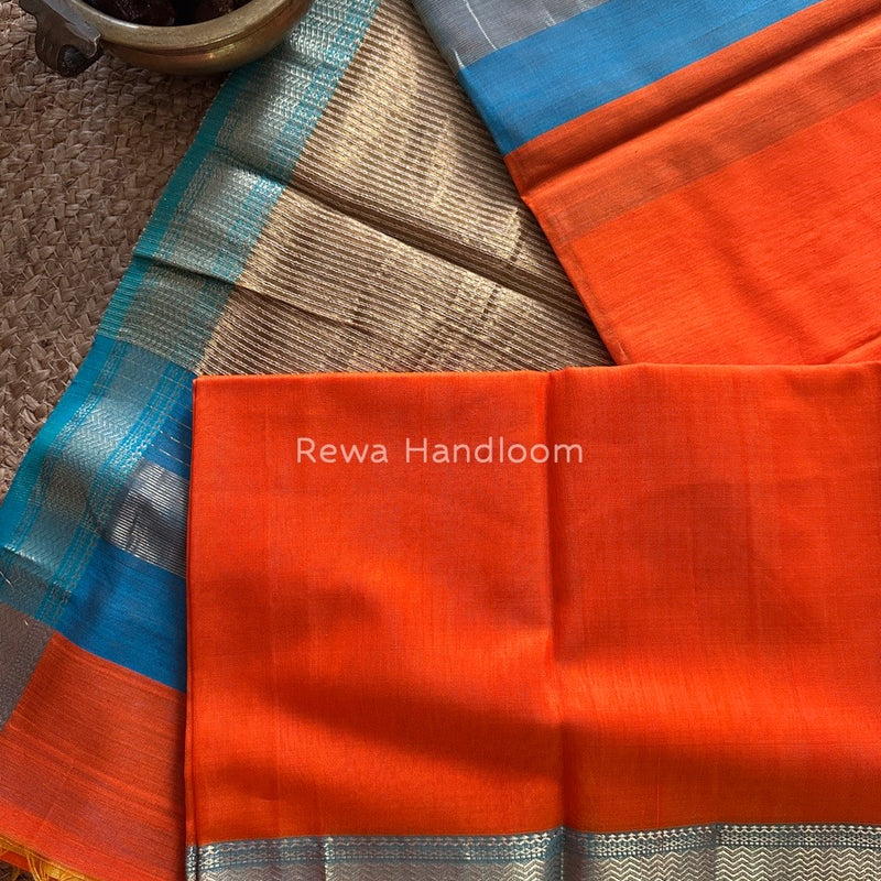 Maheshwari Orange Gichha Pallu Saree GP048