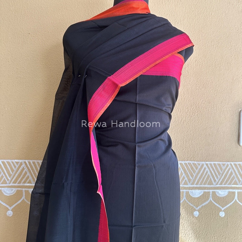 Maheshwari Black Multicolour Dress Material RTP015