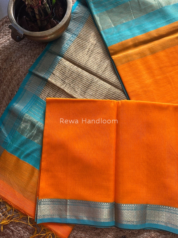 Maheshwari Orange Gichha Pallu Saree GP046