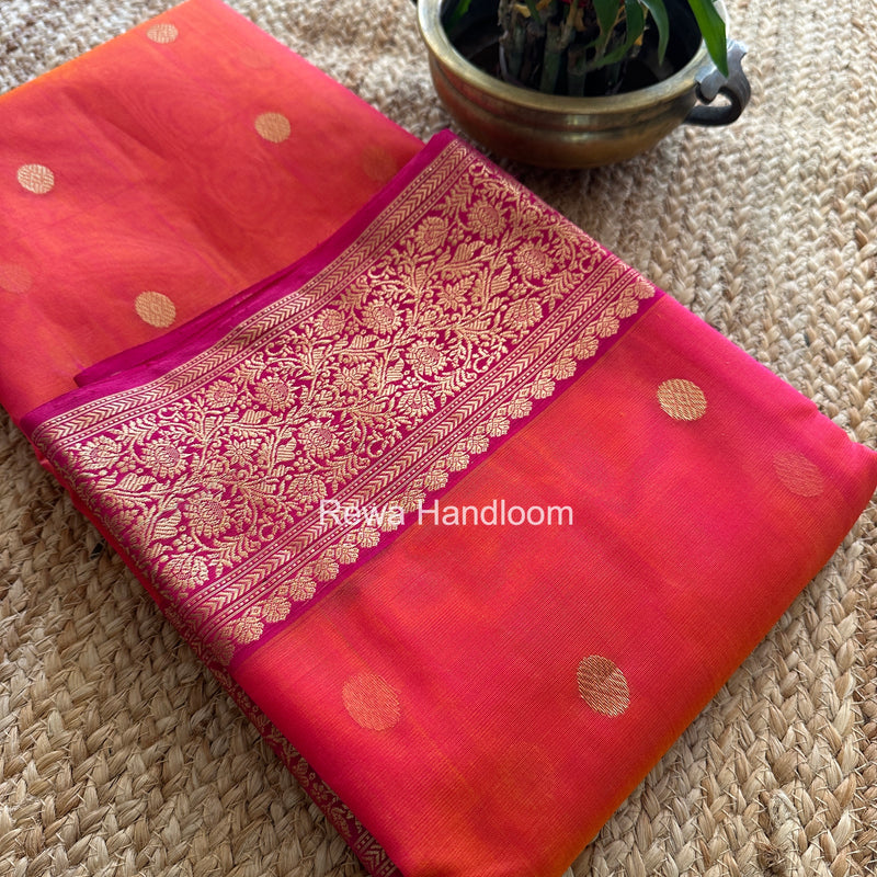 Fuchsia Pink Chanderi Katan Silk Saree CKS01