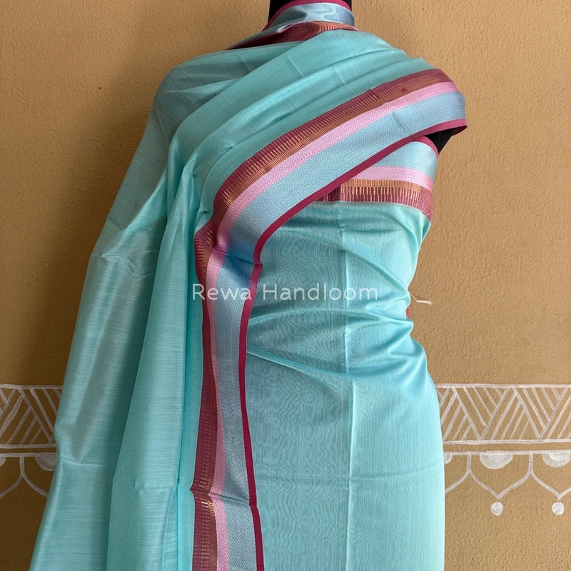 Maheshwari Aqua Green Multicolour Dress Material RTP036