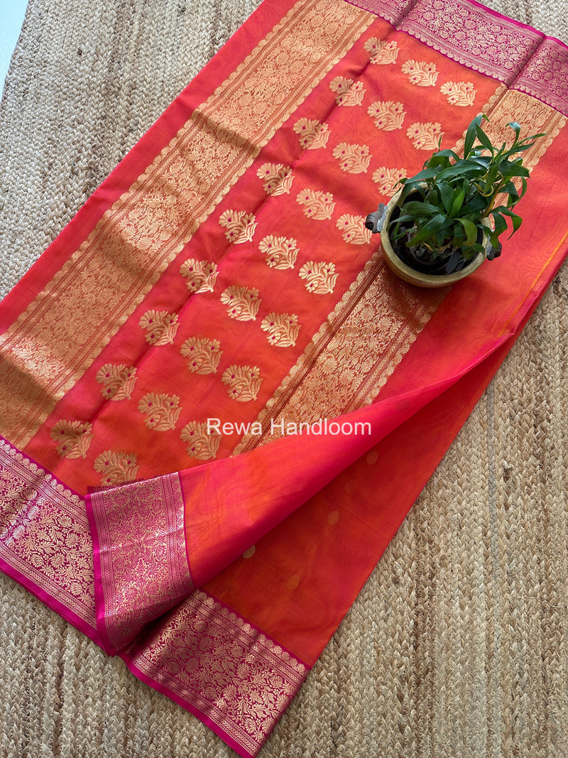 Fuchsia Pink Chanderi Katan Silk Saree CKS01