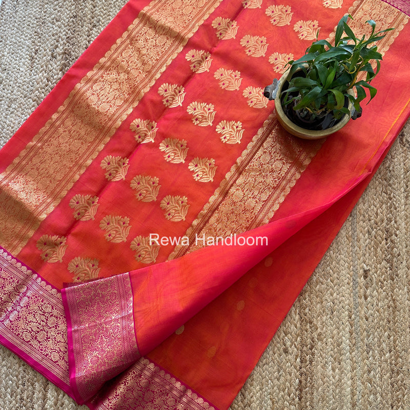 Fuchsia Pink Chanderi Katan Silk Saree CKS01