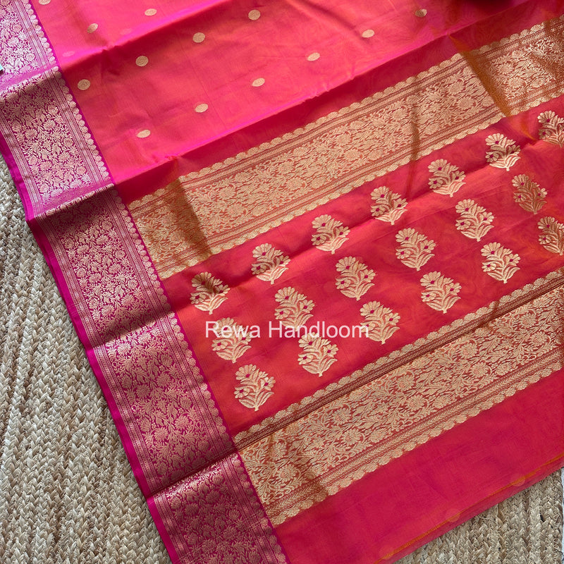 Fuchsia Pink Chanderi Katan Silk Saree CKS01