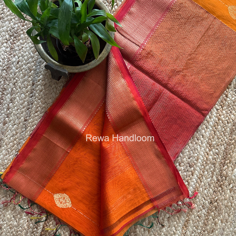 Maheshwari Orange Shaded Butta Saree BLSS025