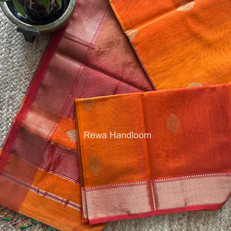 Maheshwari Orange Shaded Butta Saree BLSS025