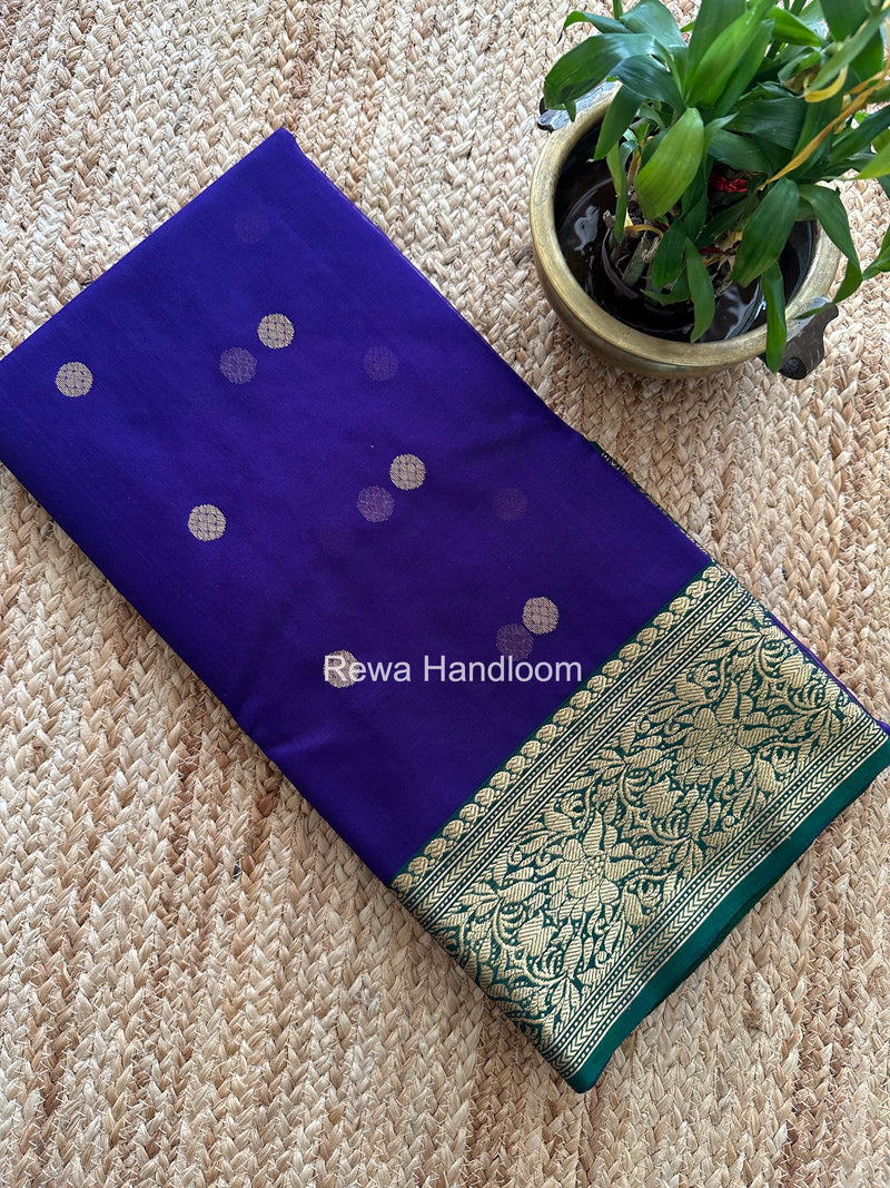 Blue Chanderi Katan Silk Nakshi Border Saree CKS04