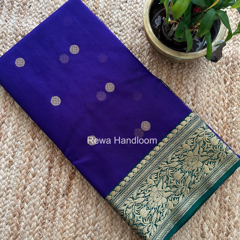 Blue Chanderi Katan Silk Nakshi Border Saree CKS04