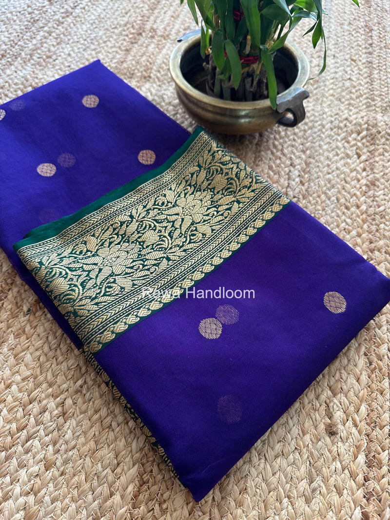Blue Chanderi Katan Silk Nakshi Border Saree CKS04