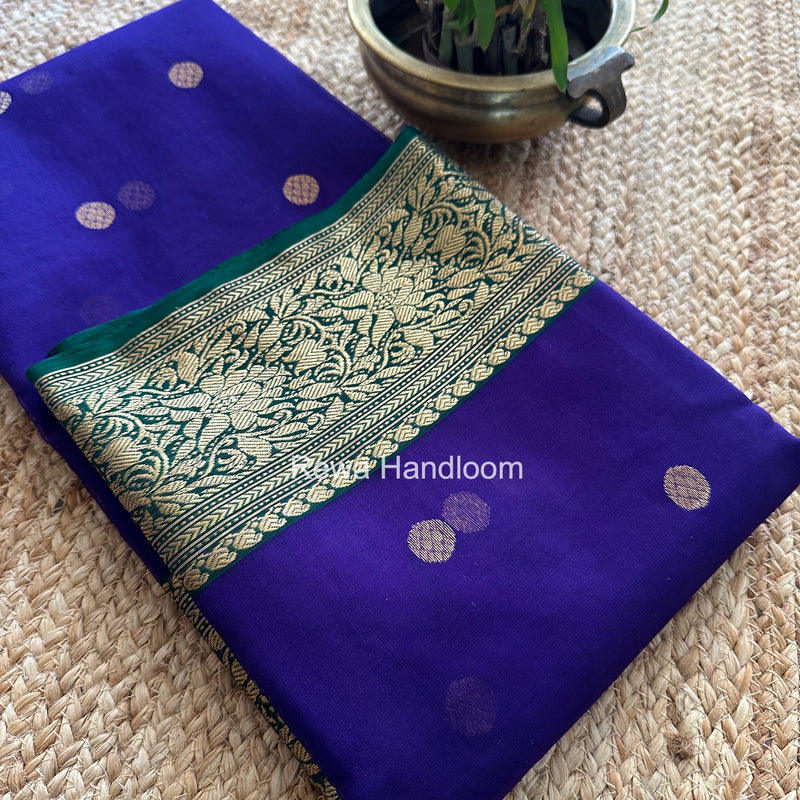 Blue Chanderi Katan Silk Nakshi Border Saree CKS04