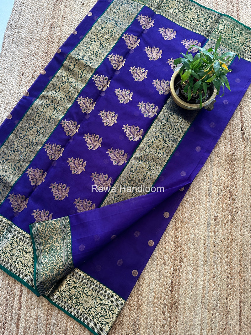 Blue Chanderi Katan Silk Nakshi Border Saree CKS04