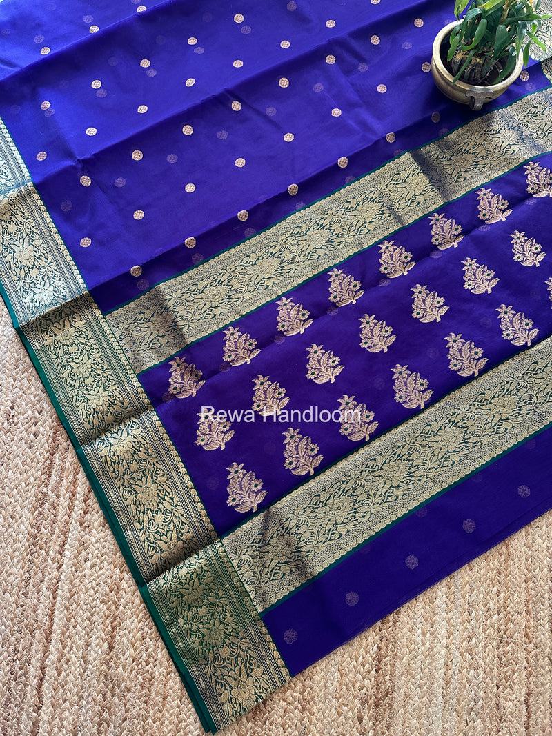 Blue Chanderi Katan Silk Nakshi Border Saree CKS04