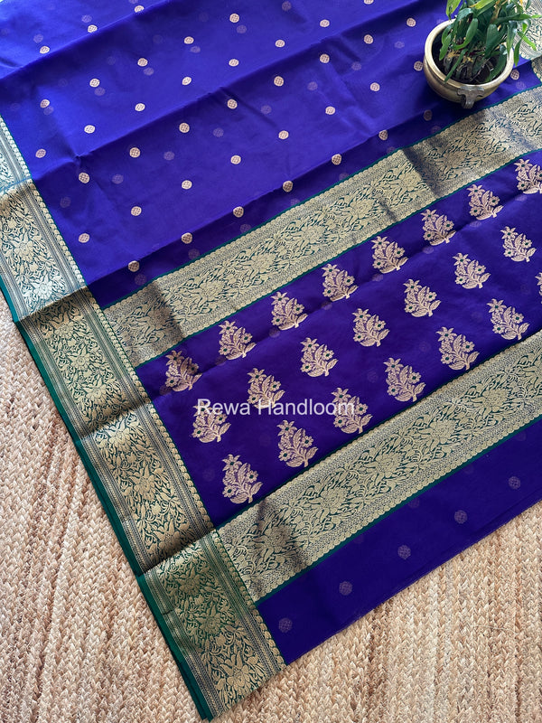 Blue Chanderi Katan Silk Nakshi Border Saree CKS04