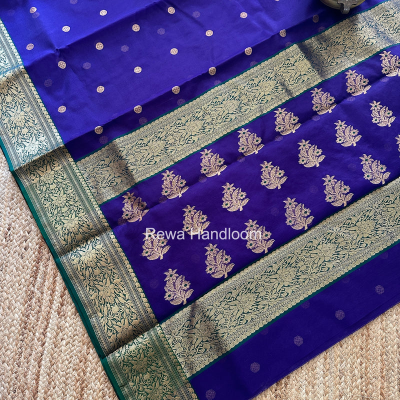 Blue Chanderi Katan Silk Nakshi Border Saree CKS04