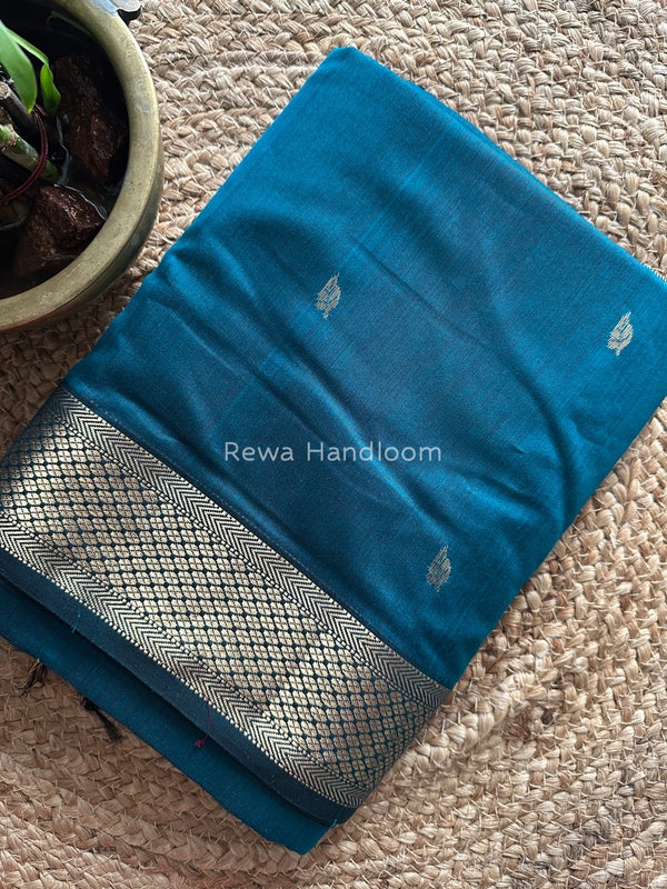 Rama Green Zari Butti Maheshwari Saree PTB0105