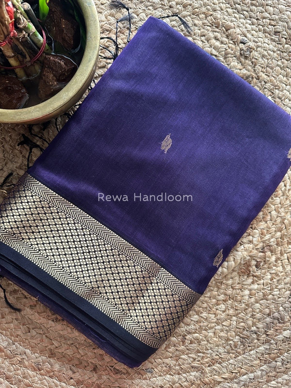 Dark Purple Zari Butti Maheshwari Saree PTB0106