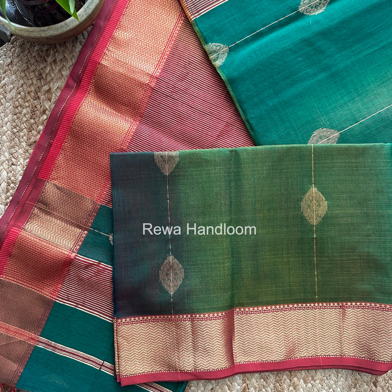 Maheshwari Green Shaded Butta Saree BLSS026