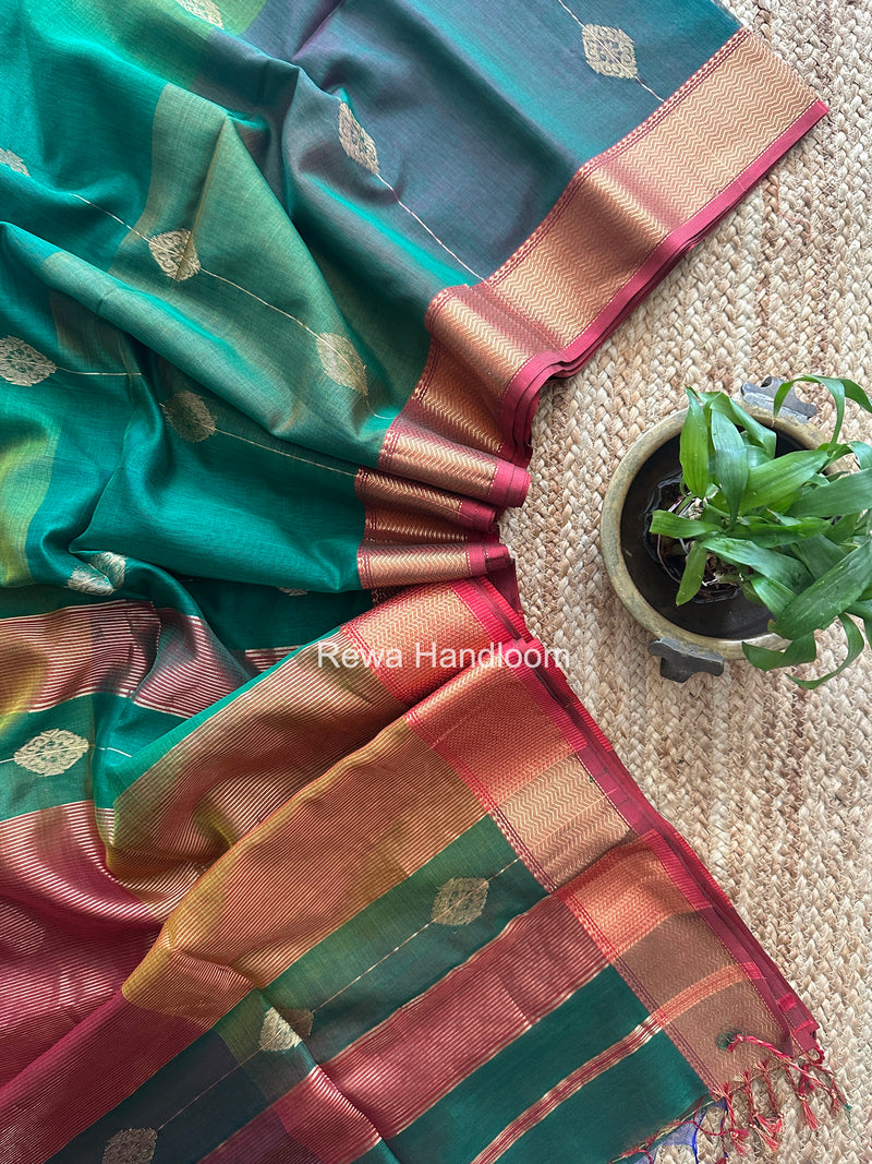Maheshwari Green Shaded Butta Saree BLSS026