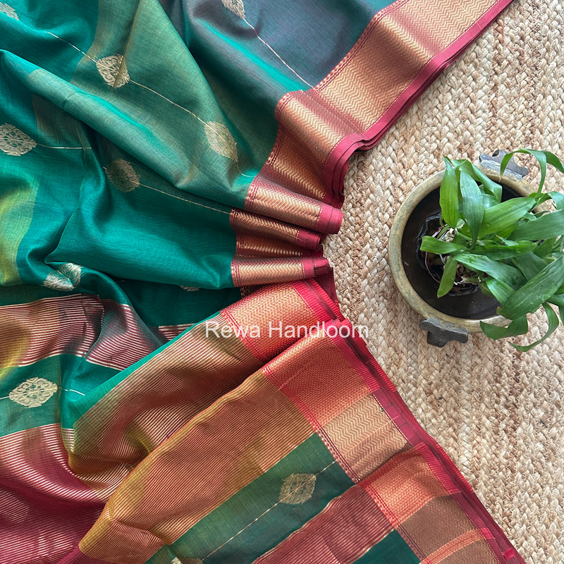 Maheshwari Green Shaded Butta Saree BLSS026