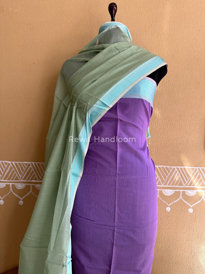 Maheshwari Lavender-Light Pista Green Multicolour Dress Material RTP027