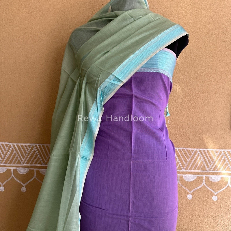 Maheshwari Lavender-Light Pista Green Multicolour Dress Material RTP027