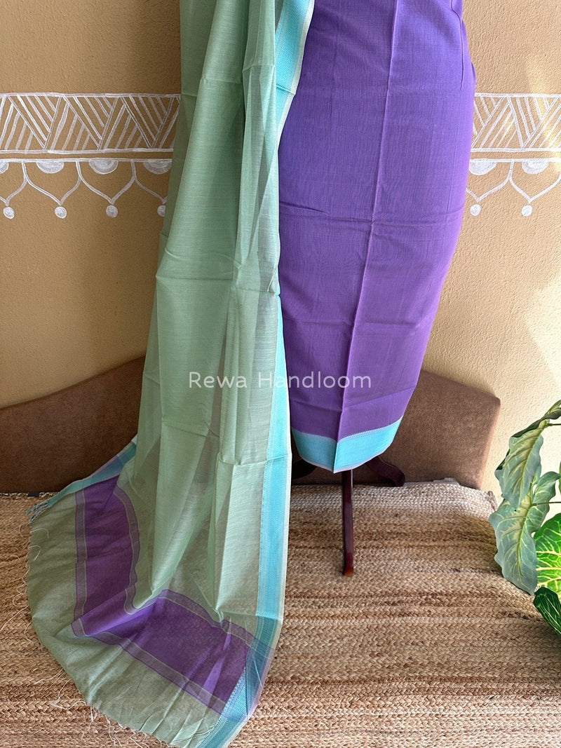 Maheshwari Lavender-Light Pista Green Multicolour Dress Material RTP027