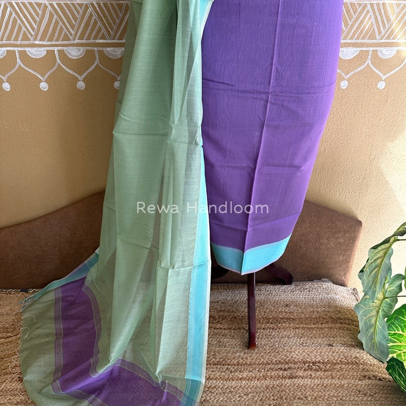 Maheshwari Lavender-Light Pista Green Multicolour Dress Material RTP027