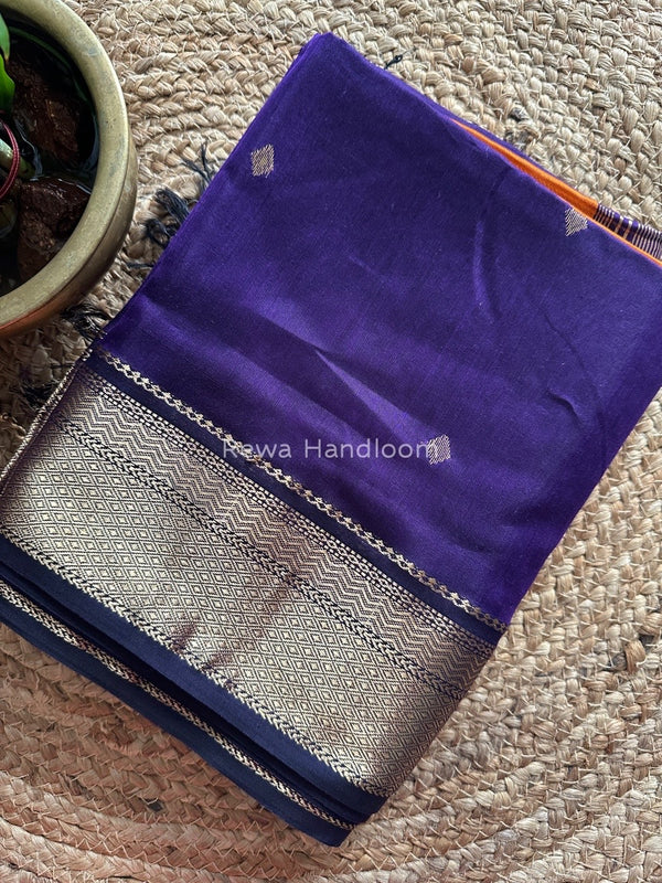 Purple Zari Butti Maheshwari Saree PTB0111