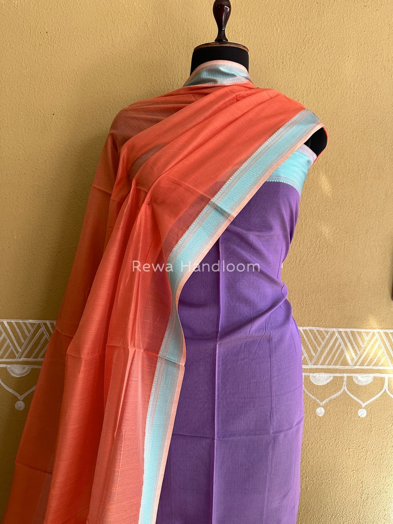 Maheshwari Lavender-Light Orange Multicolour Dress Material RTP029