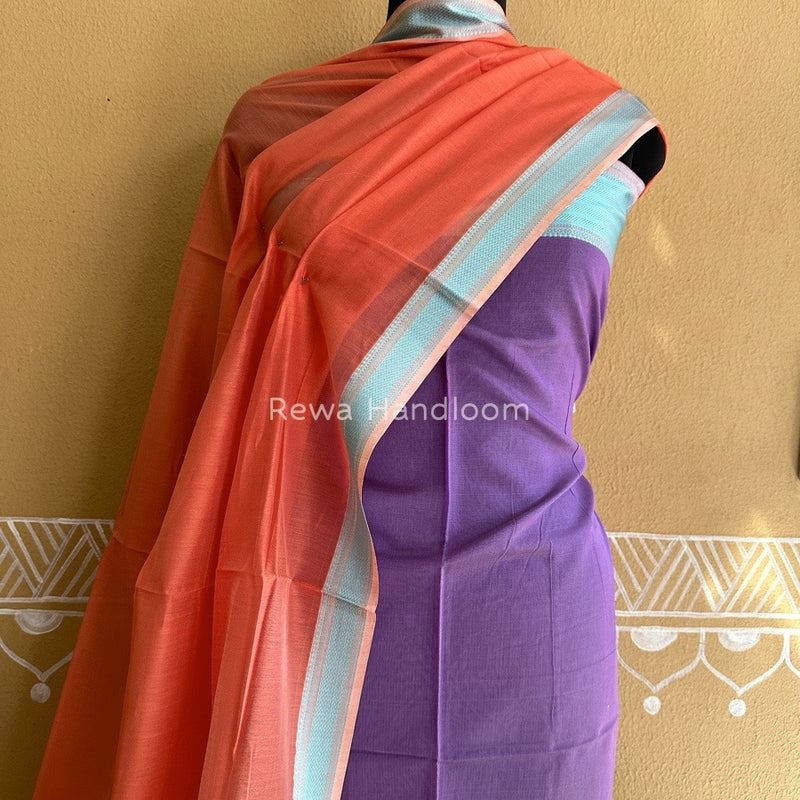 Maheshwari Lavender-Light Orange Multicolour Dress Material RTP029