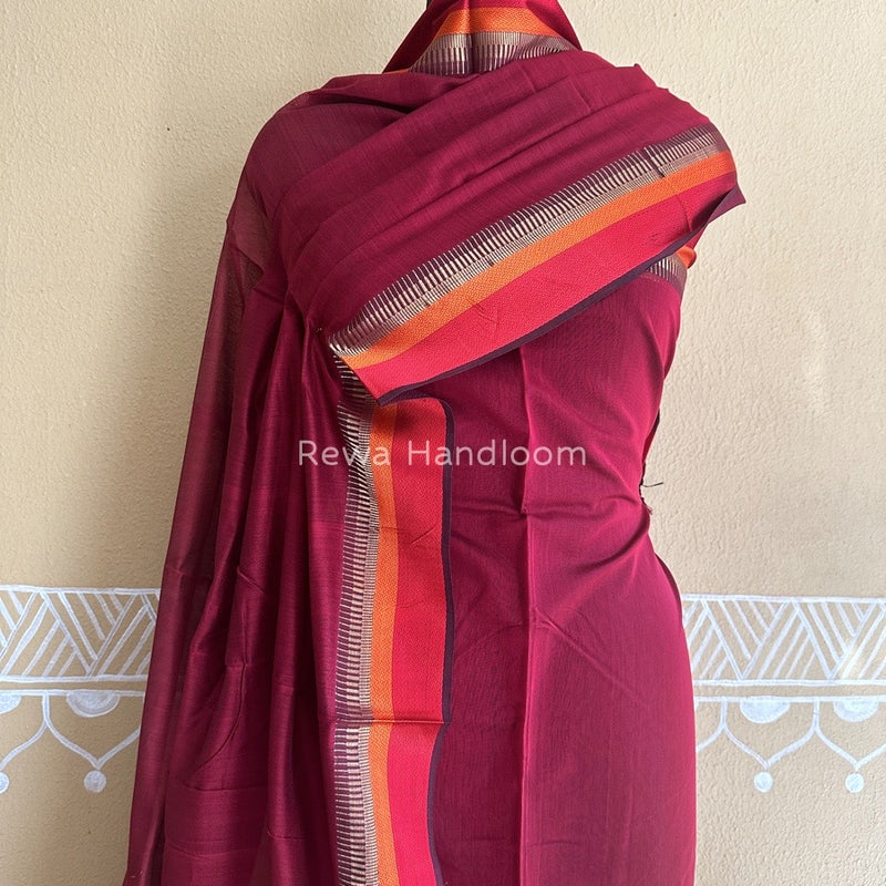 Maheshwari Wine Multicolour Dress Material RTP028