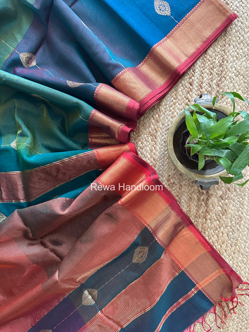 Maheshwari Green Shaded Butta Saree BLSS020