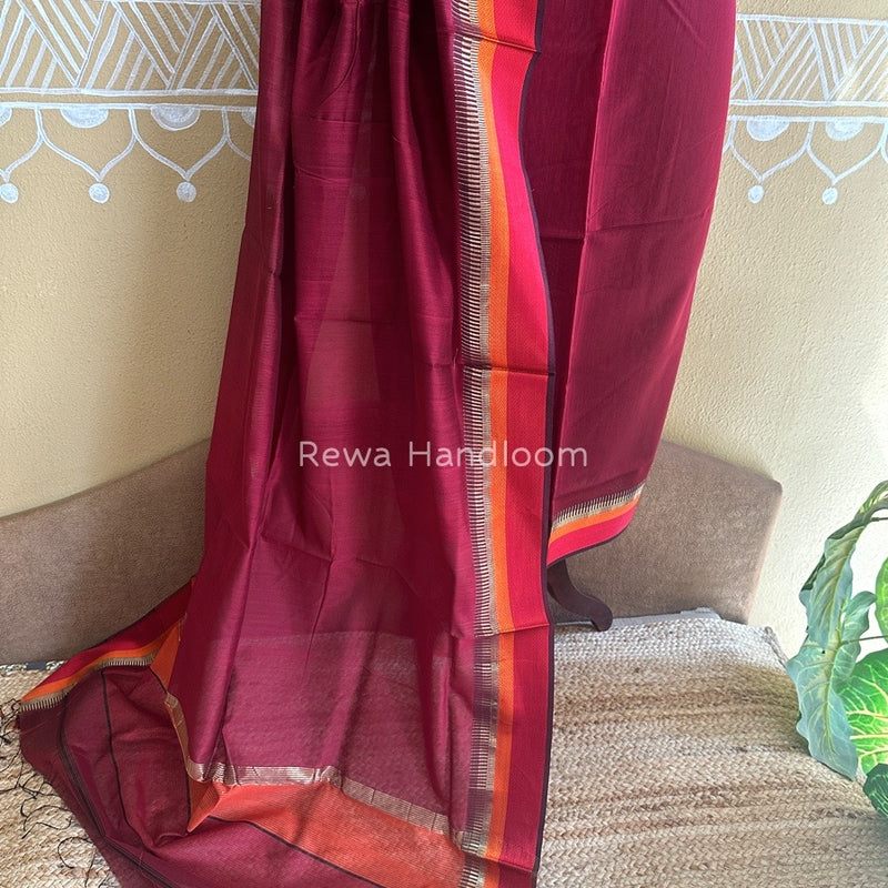 Maheshwari Wine Multicolour Dress Material RTP028