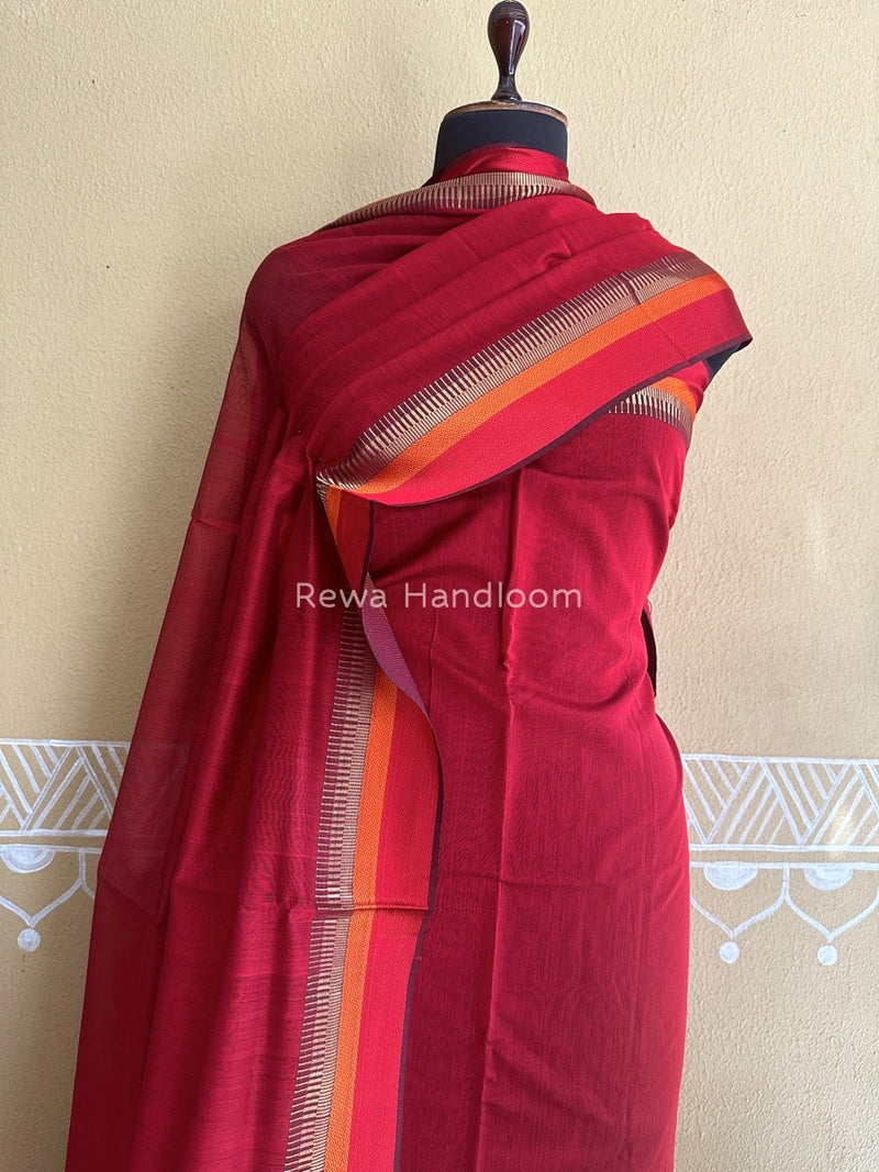 Maheshwari Dark Red Multicolour Dress Material RTP030