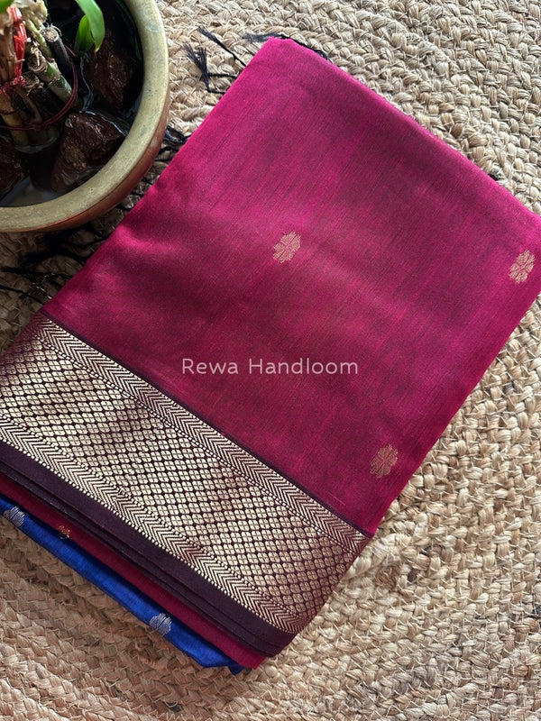 Magenta Zari Butti Maheshwari Saree PTB0116