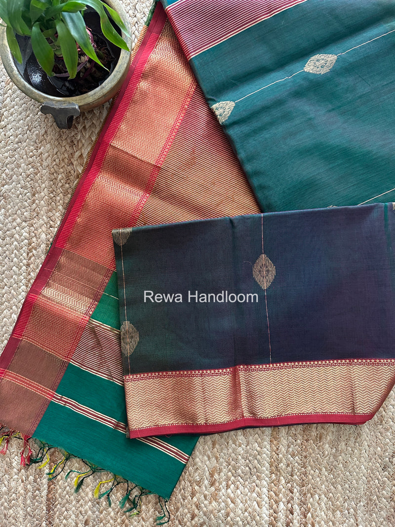 Maheshwari Green Shaded Butta Saree BLSS023