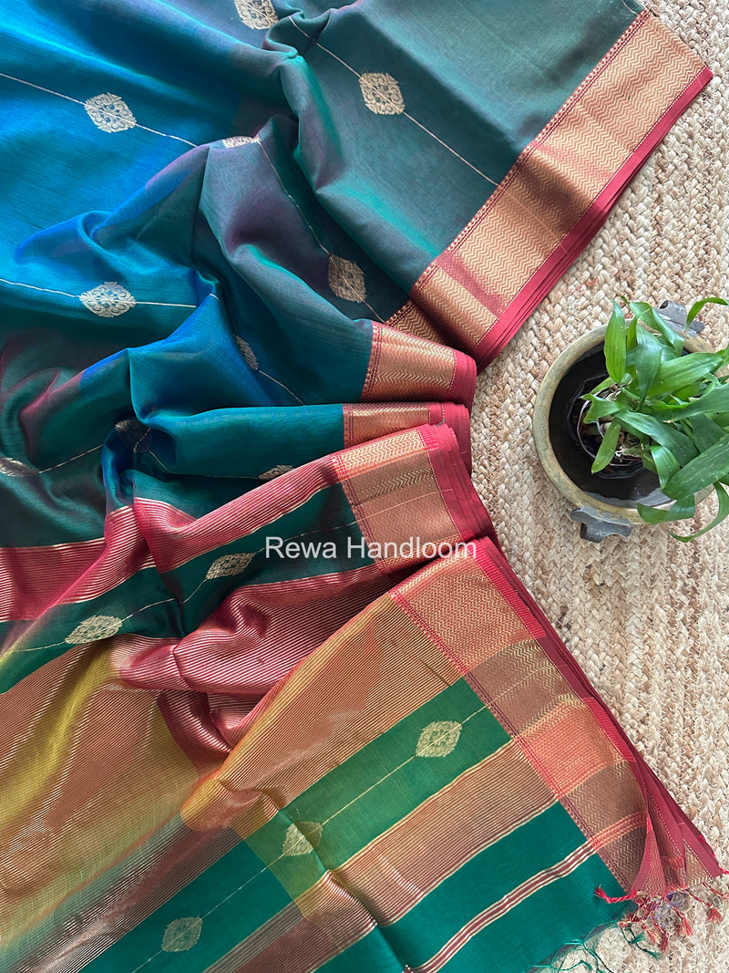 Maheshwari Green Shaded Butta Saree BLSS023