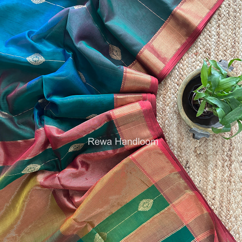 Maheshwari Green Shaded Butta Saree BLSS023