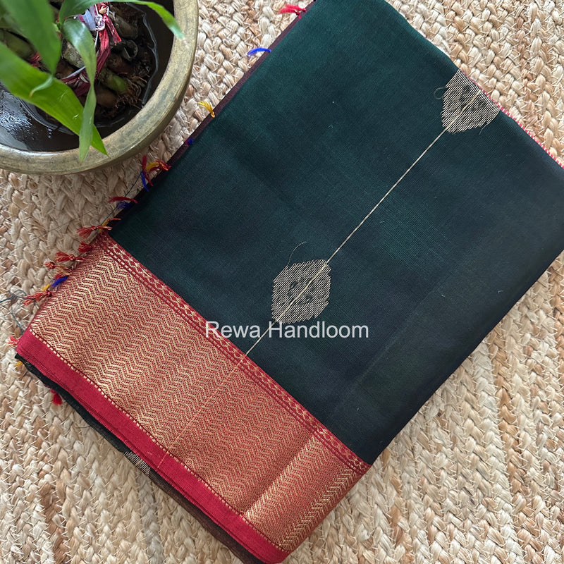 Maheshwari Dark Green Shaded Butta Saree BLSS016