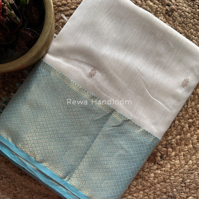Maheshwari White Zari Skirt Butti Saree ZSB097